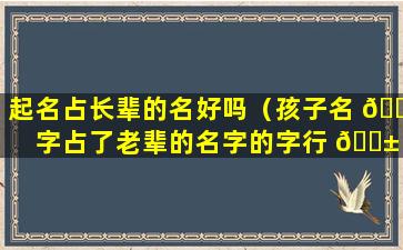 起名占长辈的名好吗（孩子名 💮 字占了老辈的名字的字行 🐱 吗）